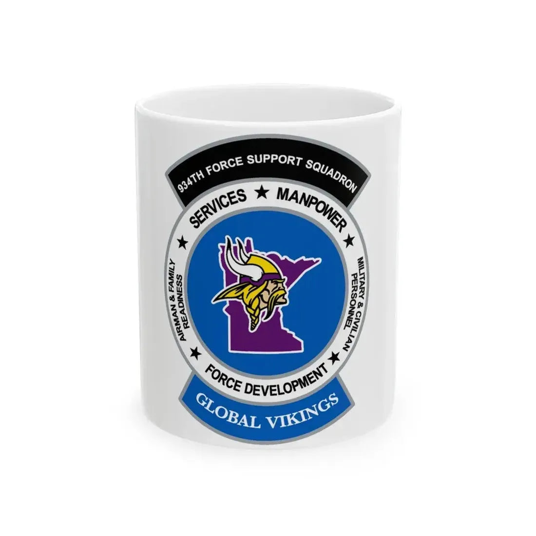 934th Force Support Sq. GLOBAL VIKINGS (U.S. Air Force) White Coffee Mug 11oz - Go Mug Yourself