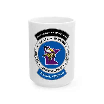 934th Force Support Sq. GLOBAL VIKINGS (U.S. Air Force) White Coffee Mug 15oz - Go Mug Yourself