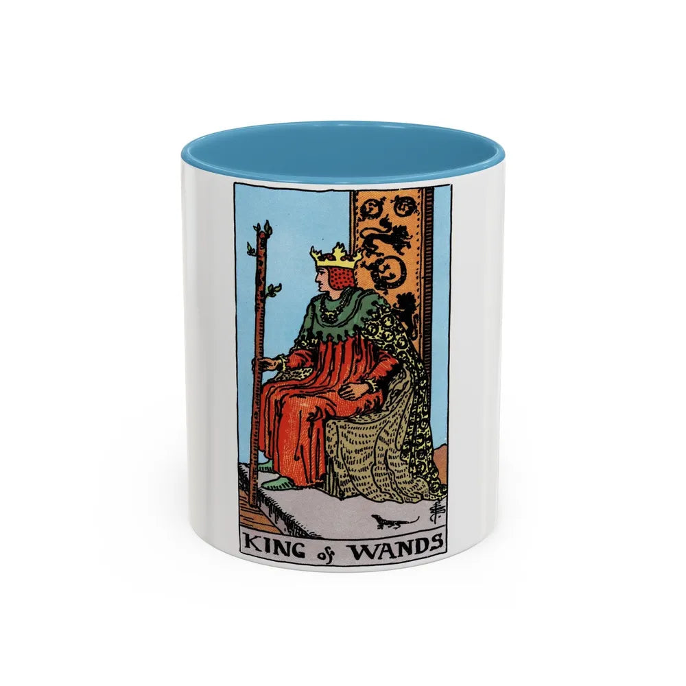 The King of Wands (Tarot Card) Accent Coffee Mug-11oz-Light Blue-Go Mug Yourself