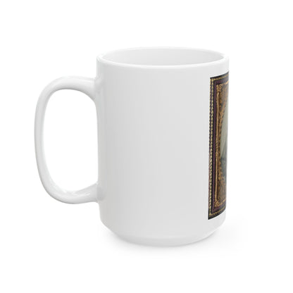 Unidentified Soldier In Confederate Infantry Uniform With Musket And Bowie Knife (U.S. Civil War) White Coffee Mug