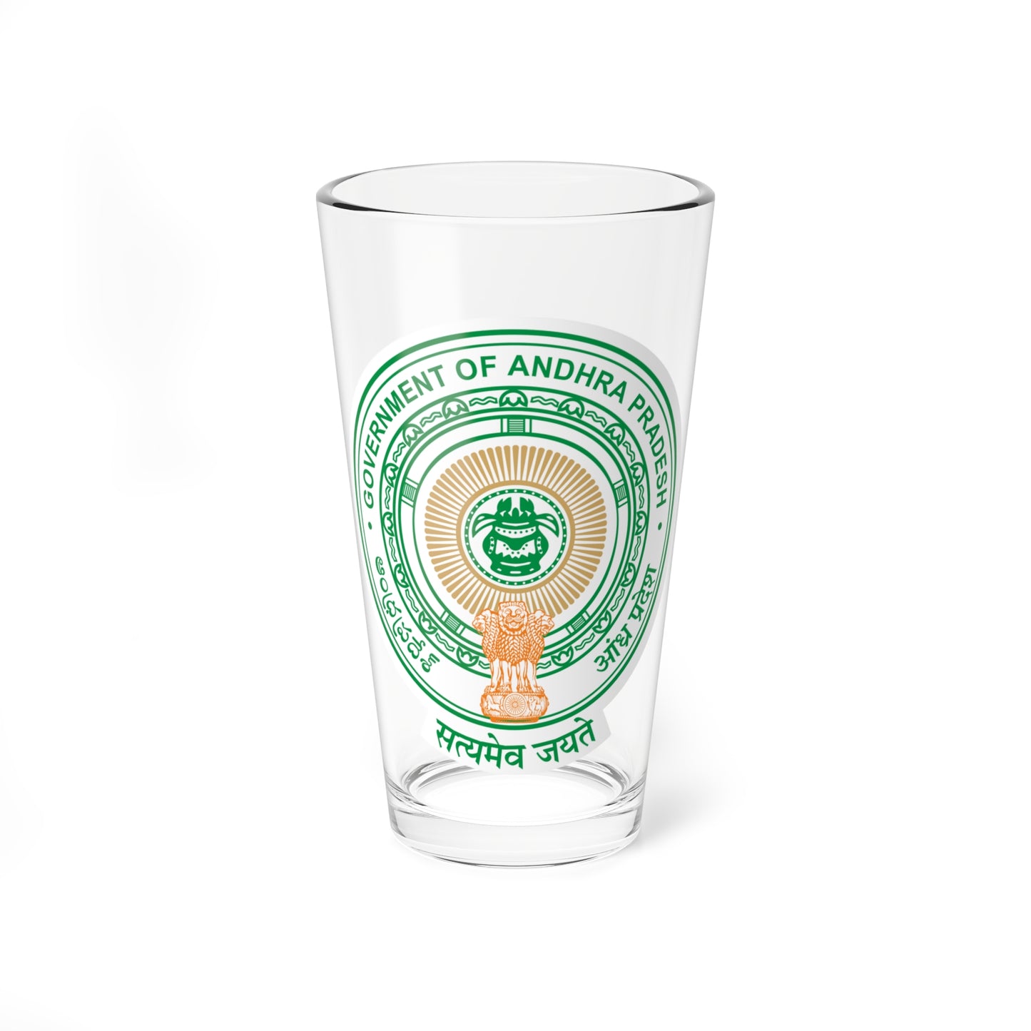 Emblem of Andhra Pradesh before 2014 (India) (Coat of Arms) Pint Glass 16oz