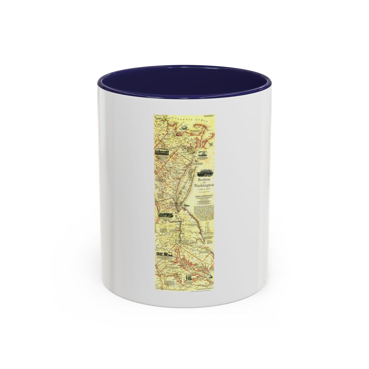 USA - Boston to Washington (1830) (Map) Accent Coffee Mug