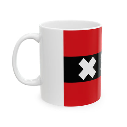 Flag of the national capital Amsterdam Netherlands - White Coffee Mug-Go Mug Yourself