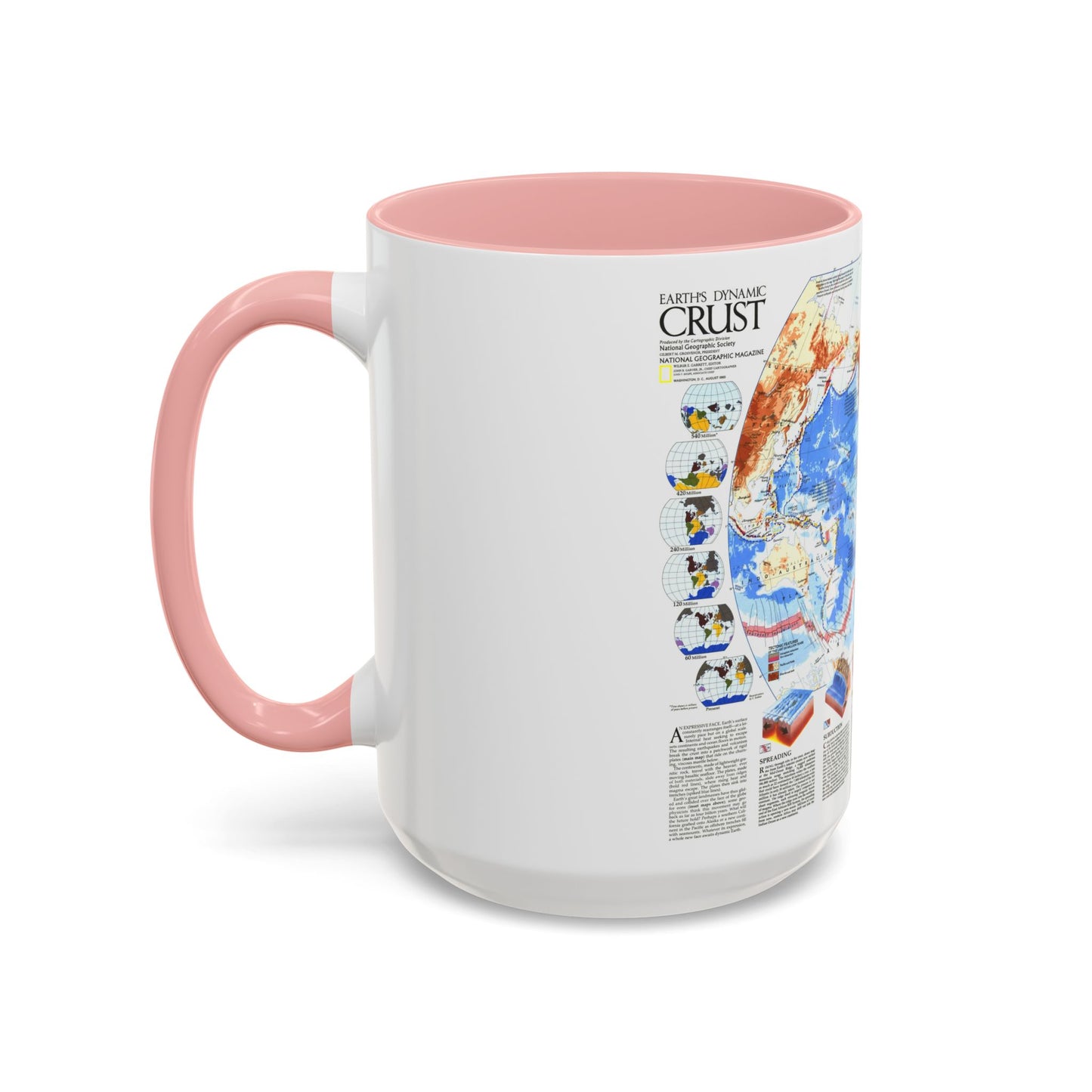 World Map - Earth's Dynamic Crust (1985) (Map) Accent Coffee Mug