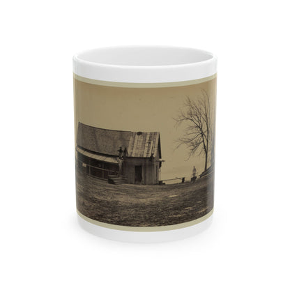 Workers Constructing A Wood Building (U.S. Civil War) White Coffee Mug