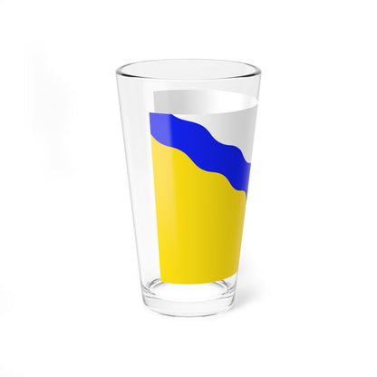 Flag of Novovarshavsky rayon Omsk oblast 2006 (Russia) Pint Glass 16oz