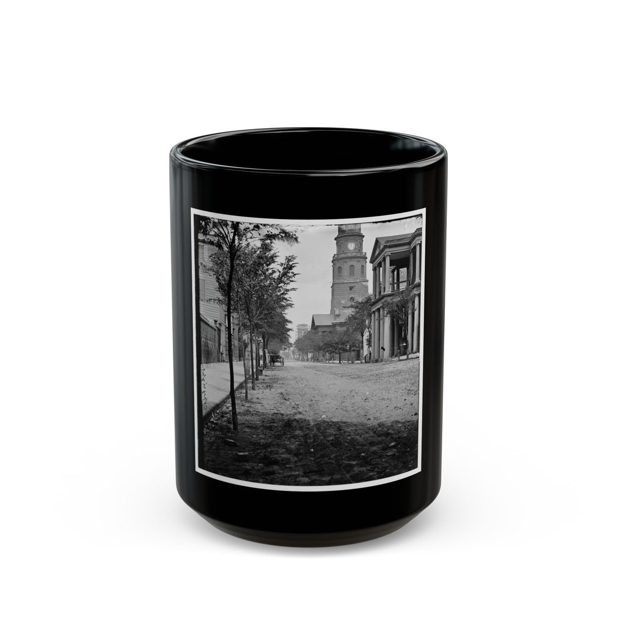 Charleston, S.C. Meeting Street, Near Broad; St. Michael's Church In Middle Distance (U.S. Civil War) Black Coffee Mug