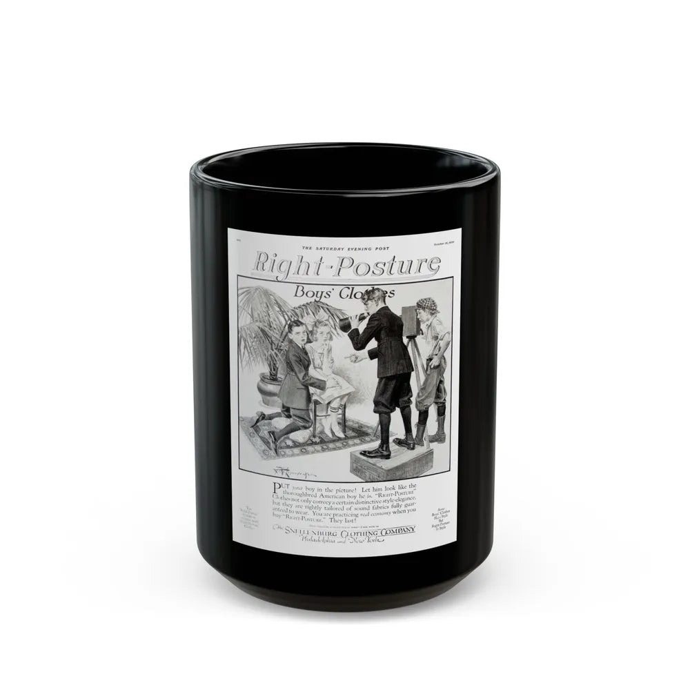 Boys' Clothes ad, The Saturday Evening Post, October 16, 1920 - Black Coffee Mug-15oz-Go Mug Yourself