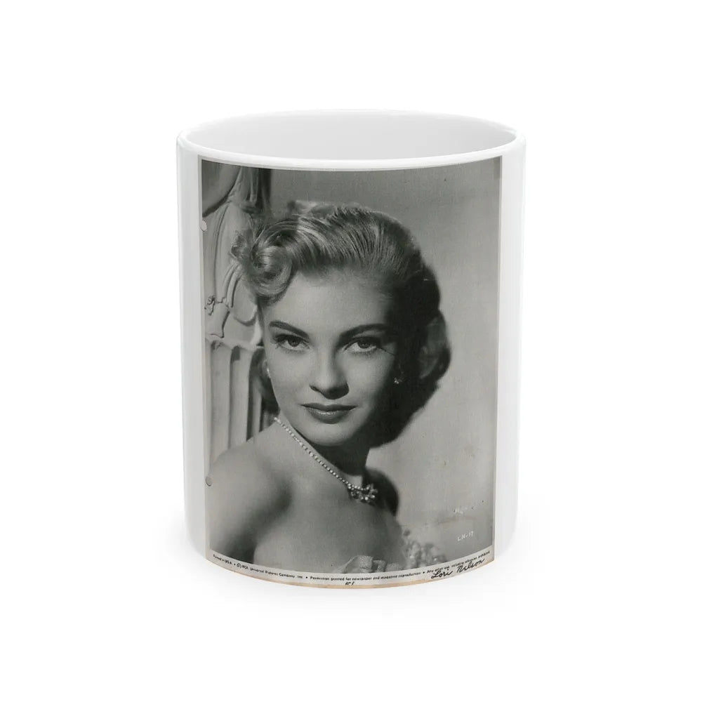 Lori Nelson #59 - Printed & Scanned (Vintage Female Icon) White Coffee Mug-11oz-Go Mug Yourself