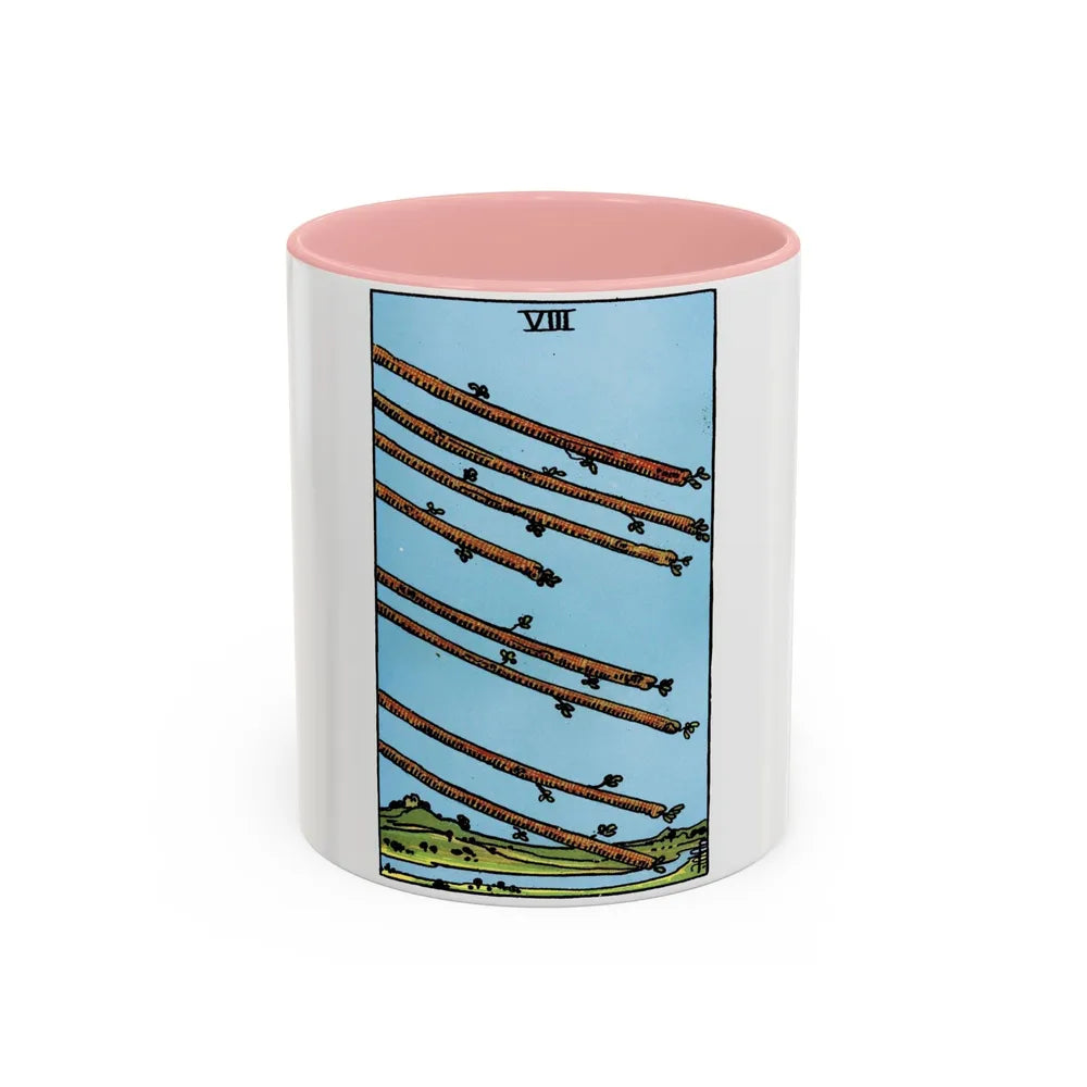 The 8 of Wands (Tarot Card) Accent Coffee Mug-11oz-Pink-Go Mug Yourself