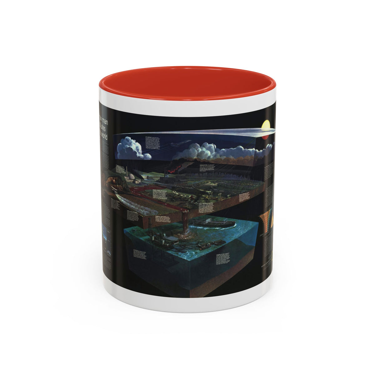 How Man Pollutes His World (1970) (Map) Accent Coffee Mug