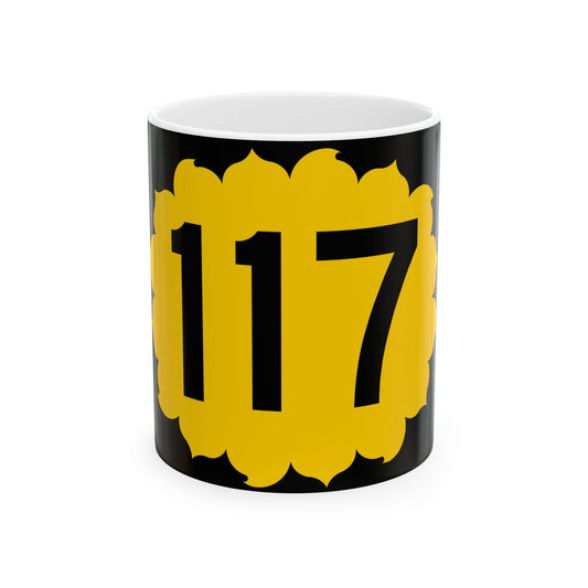 K-117 (Kansas) (Road Sign) White Coffee Mug