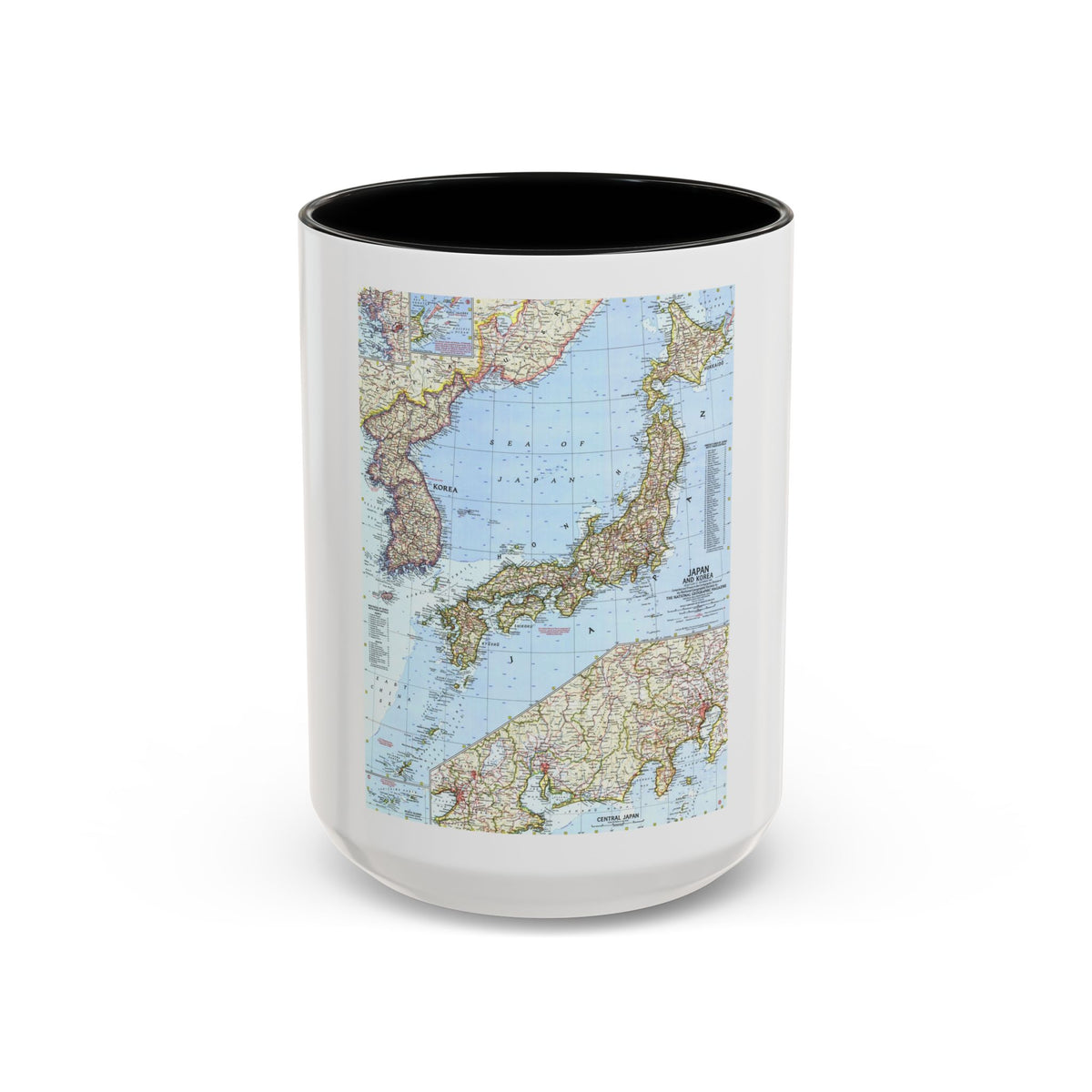 Japan and Korea (1960) (Map) Accent Coffee Mug