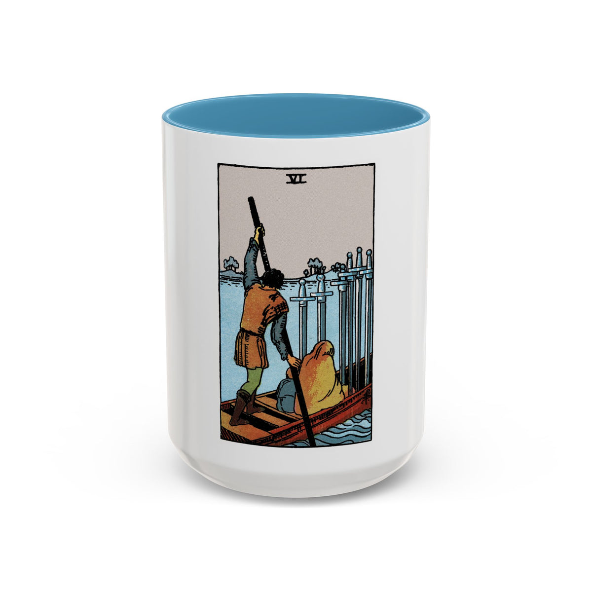 The 6 of Swords (Tarot Card) Accent Coffee Mug