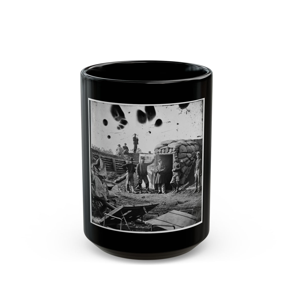Fort Burnham, Va. (The Former Confederate Fort Harrison). Federal Soldiers In Front Of Bomb-Proof Headquarters (U.S. Civil War) Black Coffee Mug