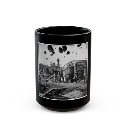Fort Burnham, Va. (The Former Confederate Fort Harrison). Federal Soldiers In Front Of Bomb-Proof Headquarters (U.S. Civil War) Black Coffee Mug