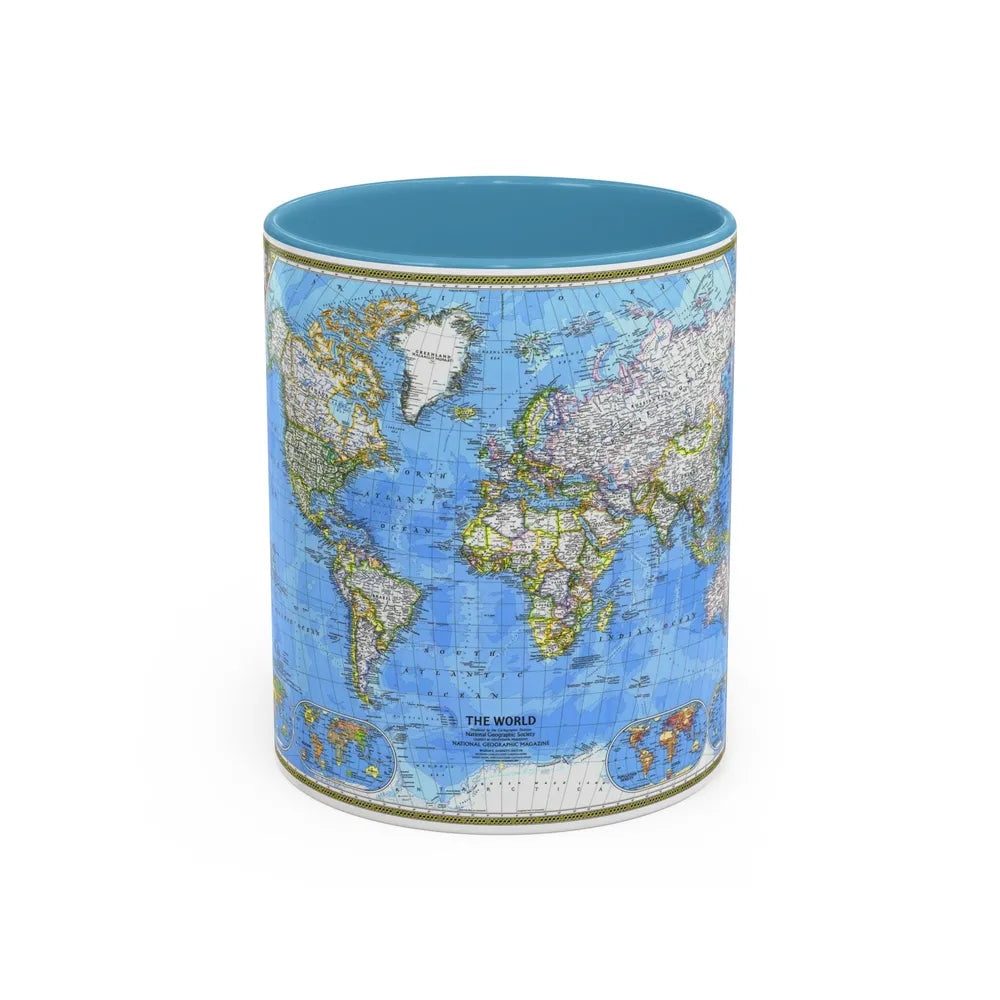 World Map (1981) (Map) Accent Coffee Mug-11oz-Light Blue-Go Mug Yourself