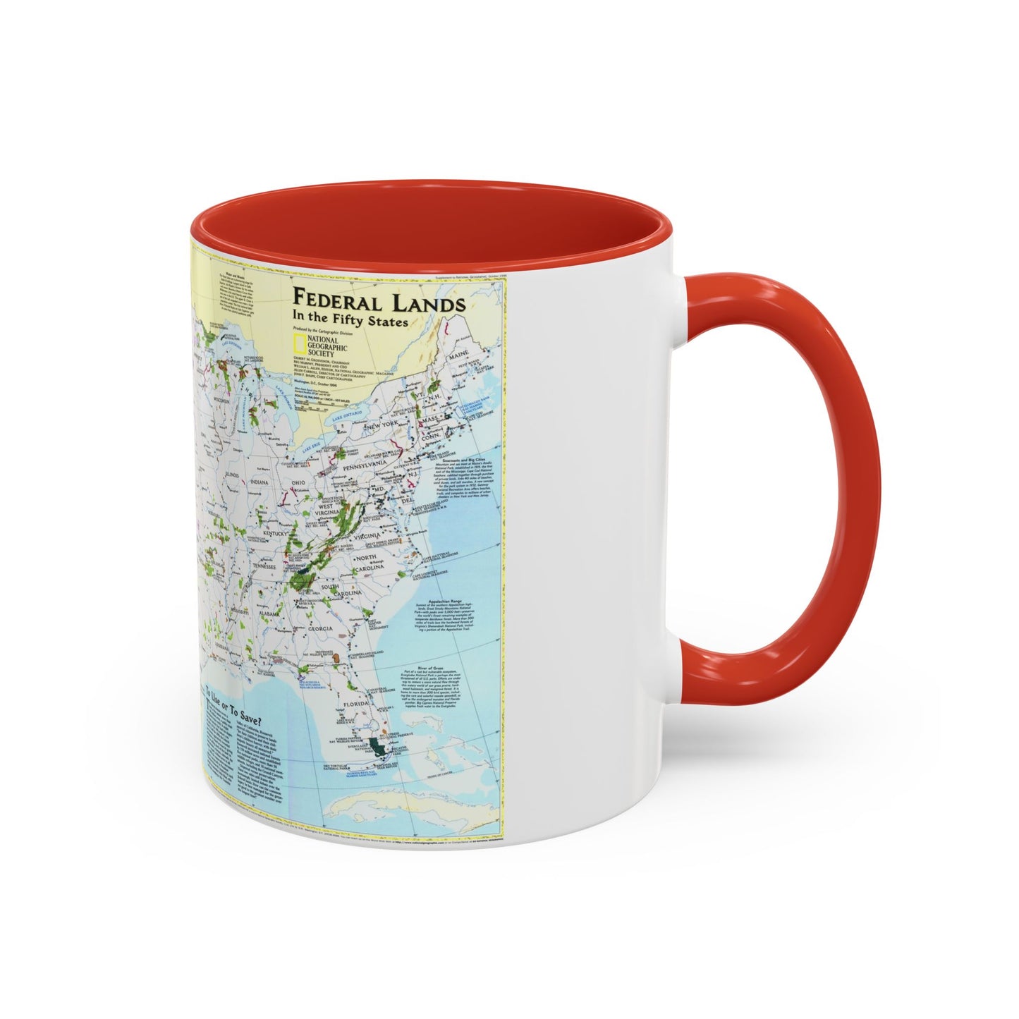 USA - Federal Lands in the Fifty States (1996) (Map) Accent Coffee Mug