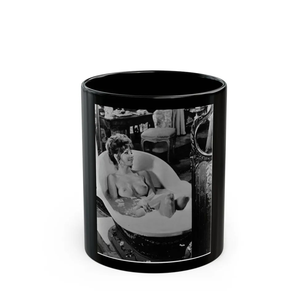 Ingrid Pitt #88 - Topless (Vintage Female Icon) Black Coffee Mug-11oz-Go Mug Yourself