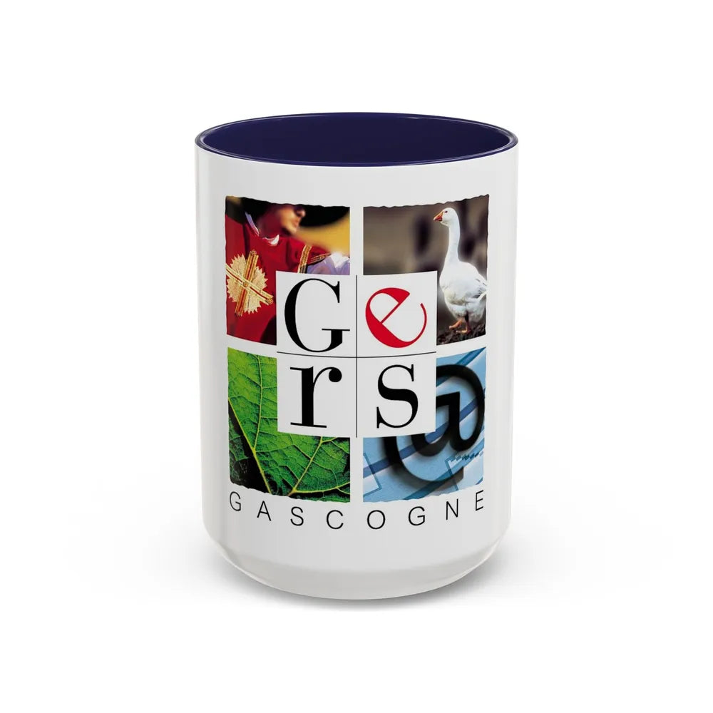 Flag of Gers France - Accent Coffee Mug-15oz-Navy-Go Mug Yourself