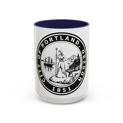 Seal of Portland Oregon - Accent Coffee Mug-15oz-Navy-Go Mug Yourself