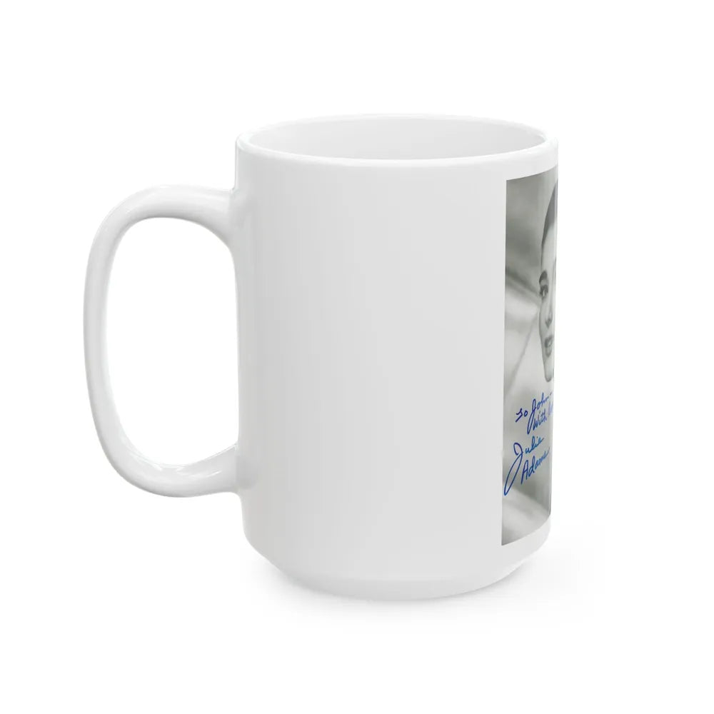 Julia Adams #32 - 8x10 B&W Head & Shoulder Glamour Portrait 1 (Vintage Female Icon) White Coffee Mug-Go Mug Yourself