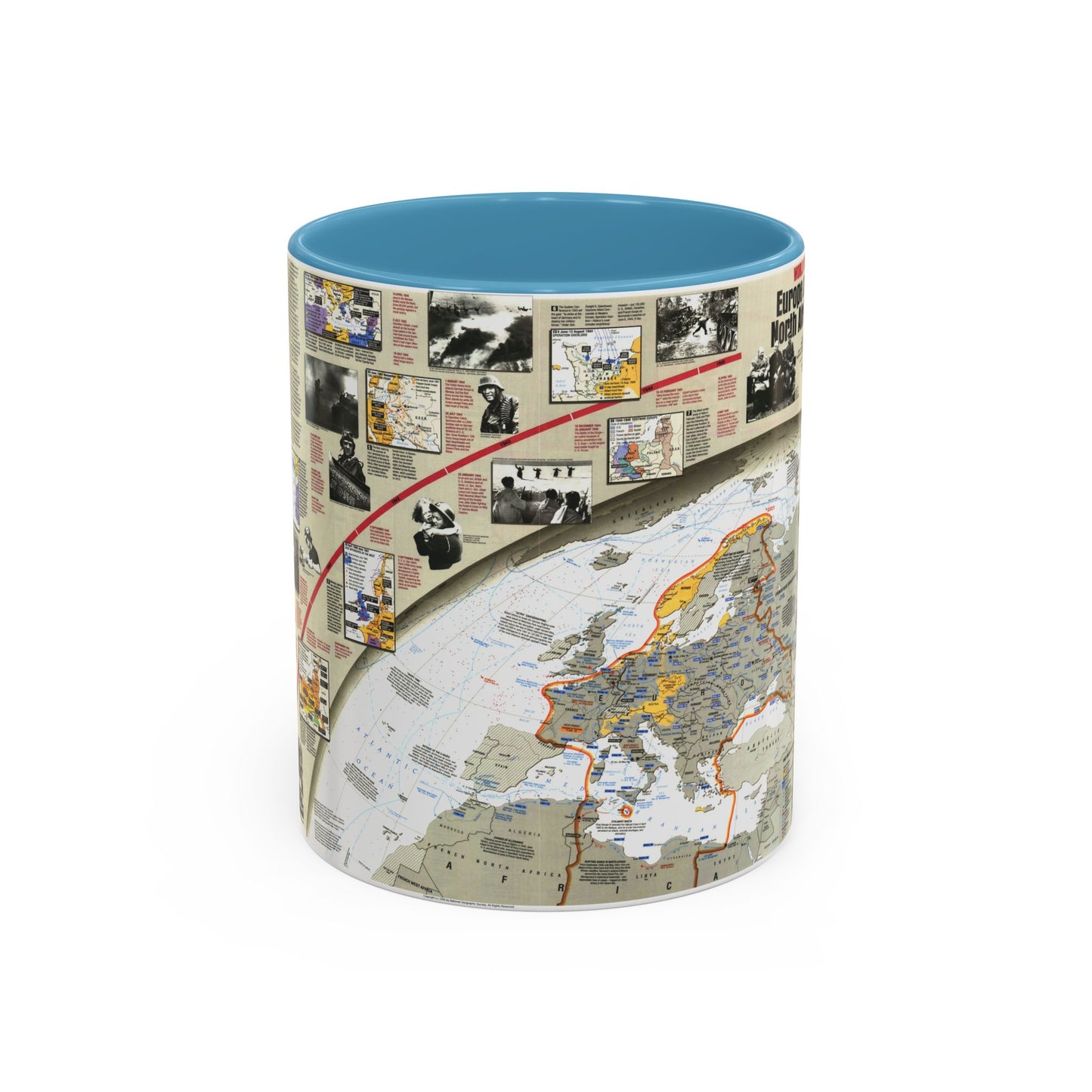 World War II- Europe and North Africa (1991) (Map) Accent Coffee Mug