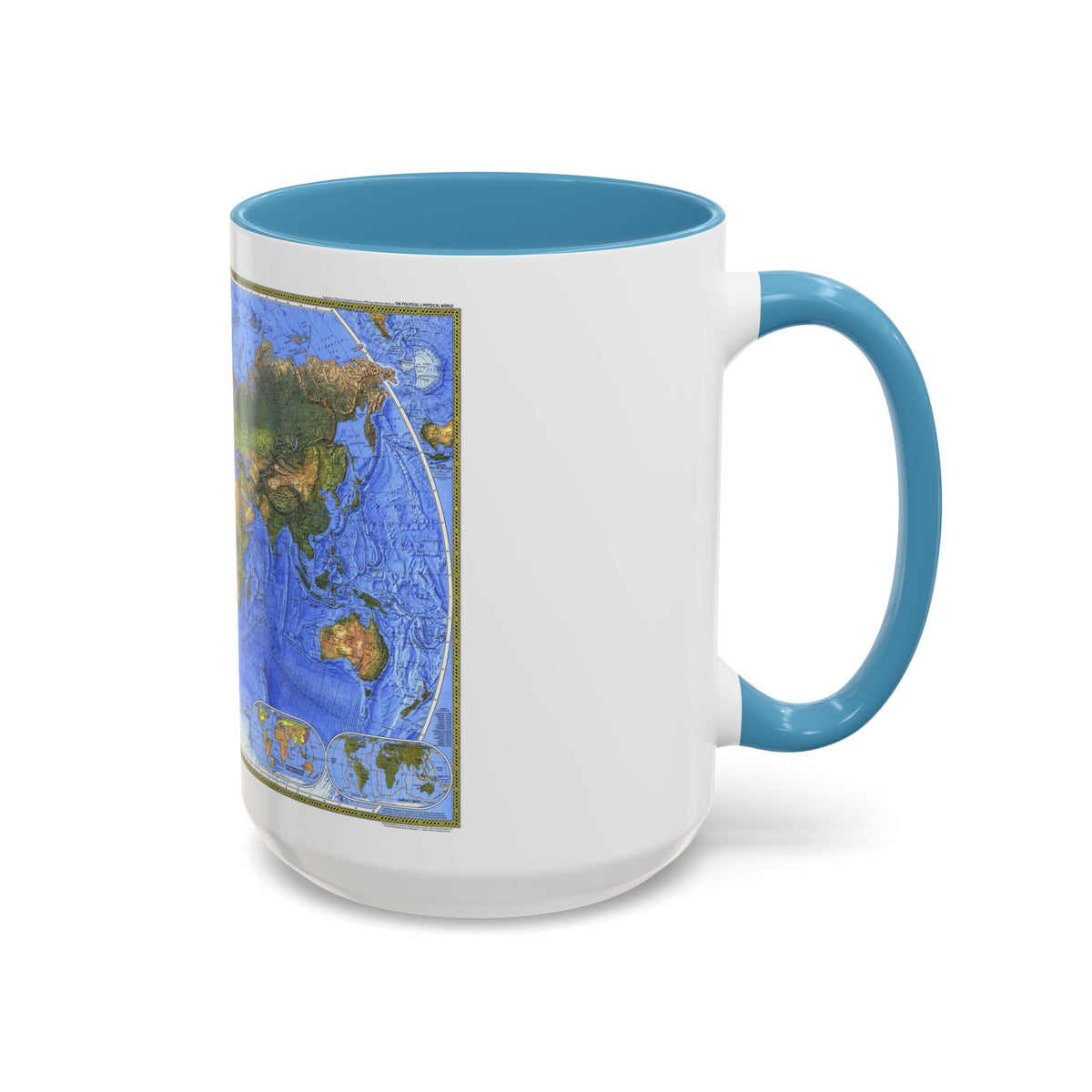 World Map - The Physical World (1975) (Map) Accent Coffee Mug