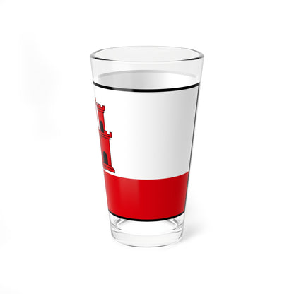 Flag of Gibraltar bordered (United Kingdom) Pint Glass 16oz