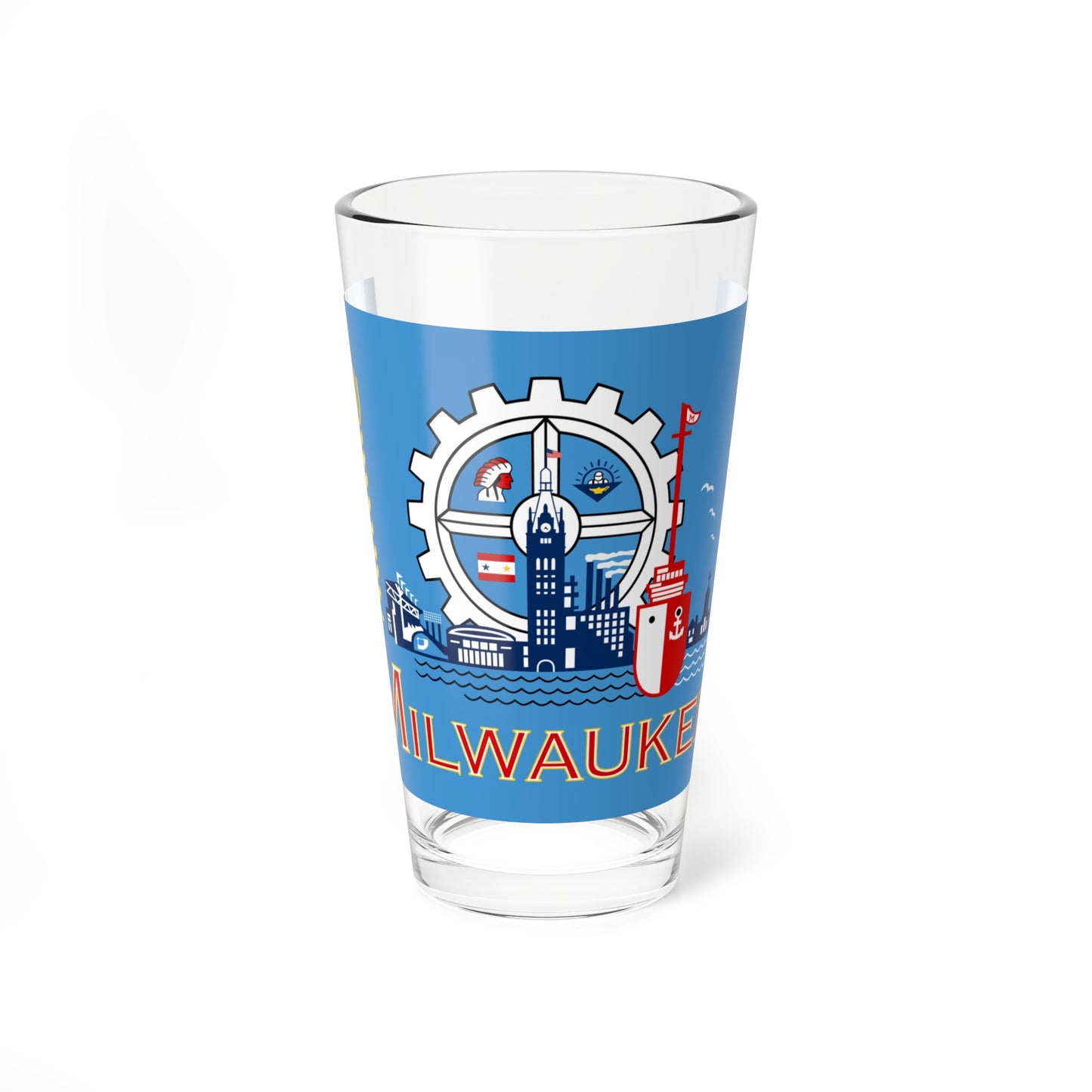 Flag of Milwaukee Wisconsin (United States) Pint Glass 16oz