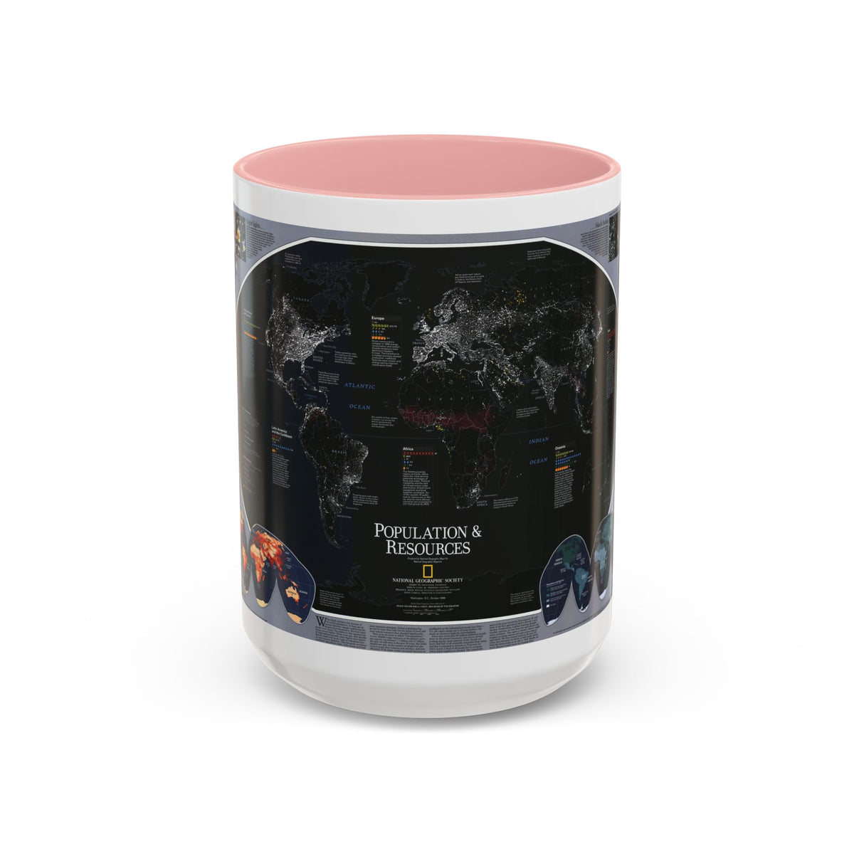 World Map - Population and Resources (1998) (Map) Accent Coffee Mug