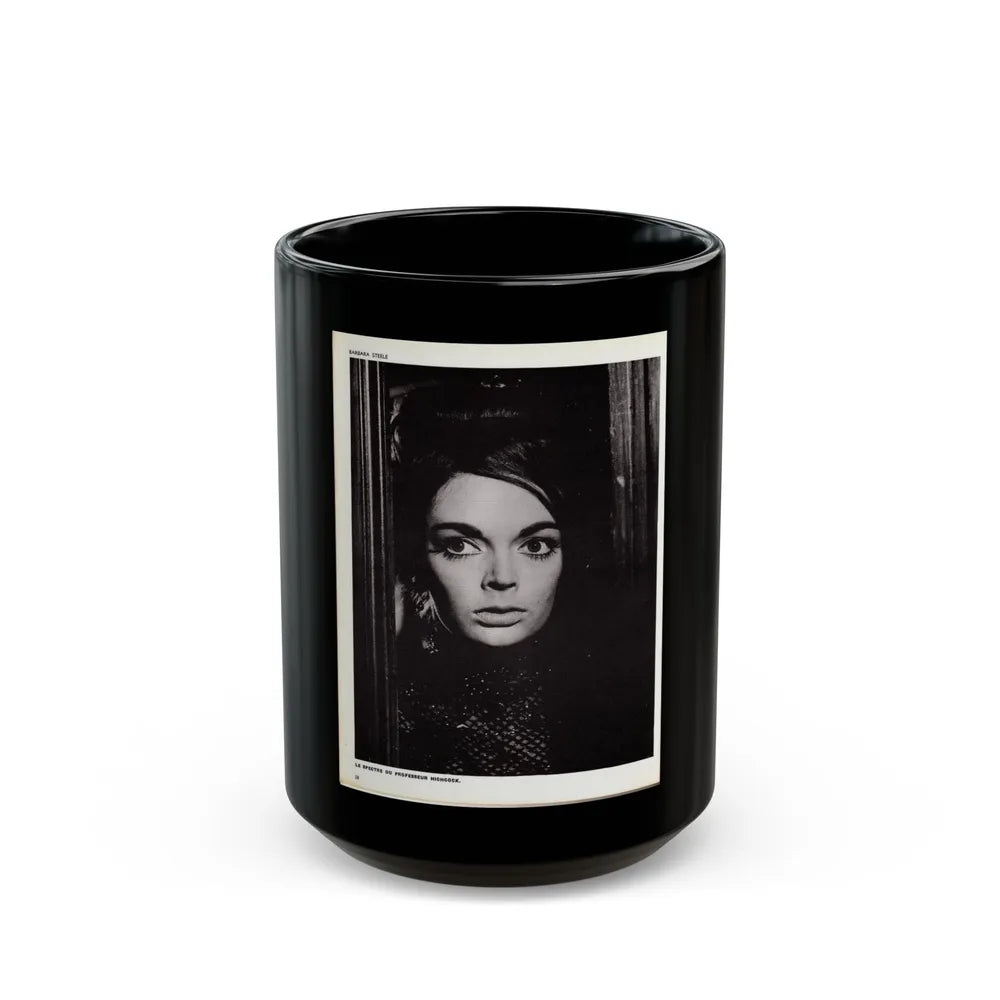 Barbara Steele #68 (Vintage Female Icon) Black Coffee Mug-15oz-Go Mug Yourself