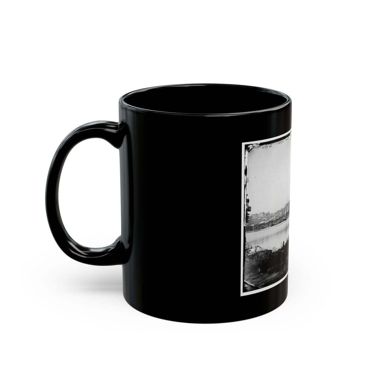 Washington, D.C. Georgetown Waterfront With Sailing Vessels, Seen From Mason's Island (U.S. Civil War) Black Coffee Mug