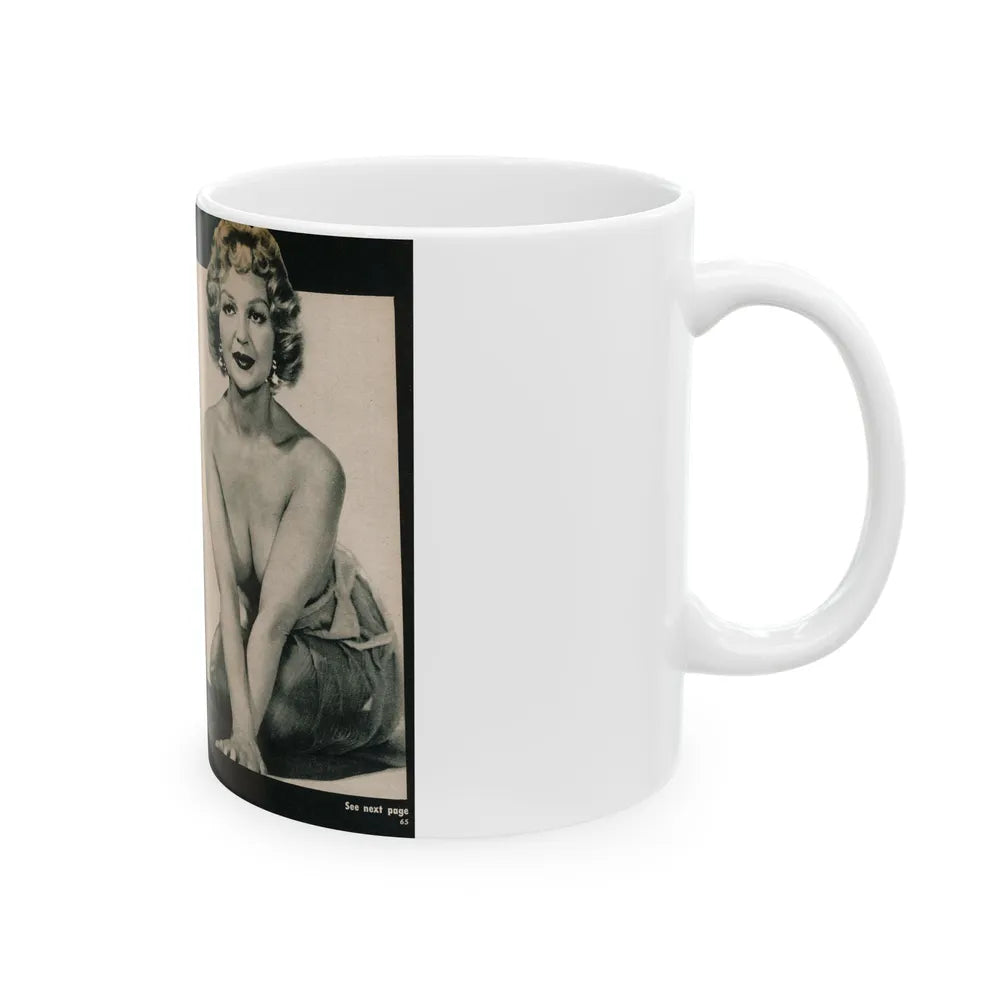 Greta Thyssen #138 - 2 Pages, 3 B&W Photos & Captions from VUE Digest Mag. Nov. '59 (Vintage Female Icon) White Coffee Mug-Go Mug Yourself