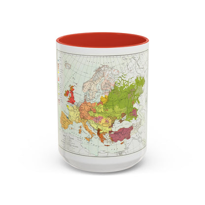 Europe & Adjoining Asia & Africa - The Races of (1919) (Map) Accent Coffee Mug