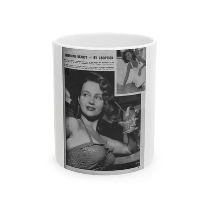 Greta Thyssen #15 - American Beauties Mag. '53 - 2 B&W Photos (Vintage Female Icon) White Coffee Mug-11oz-Go Mug Yourself