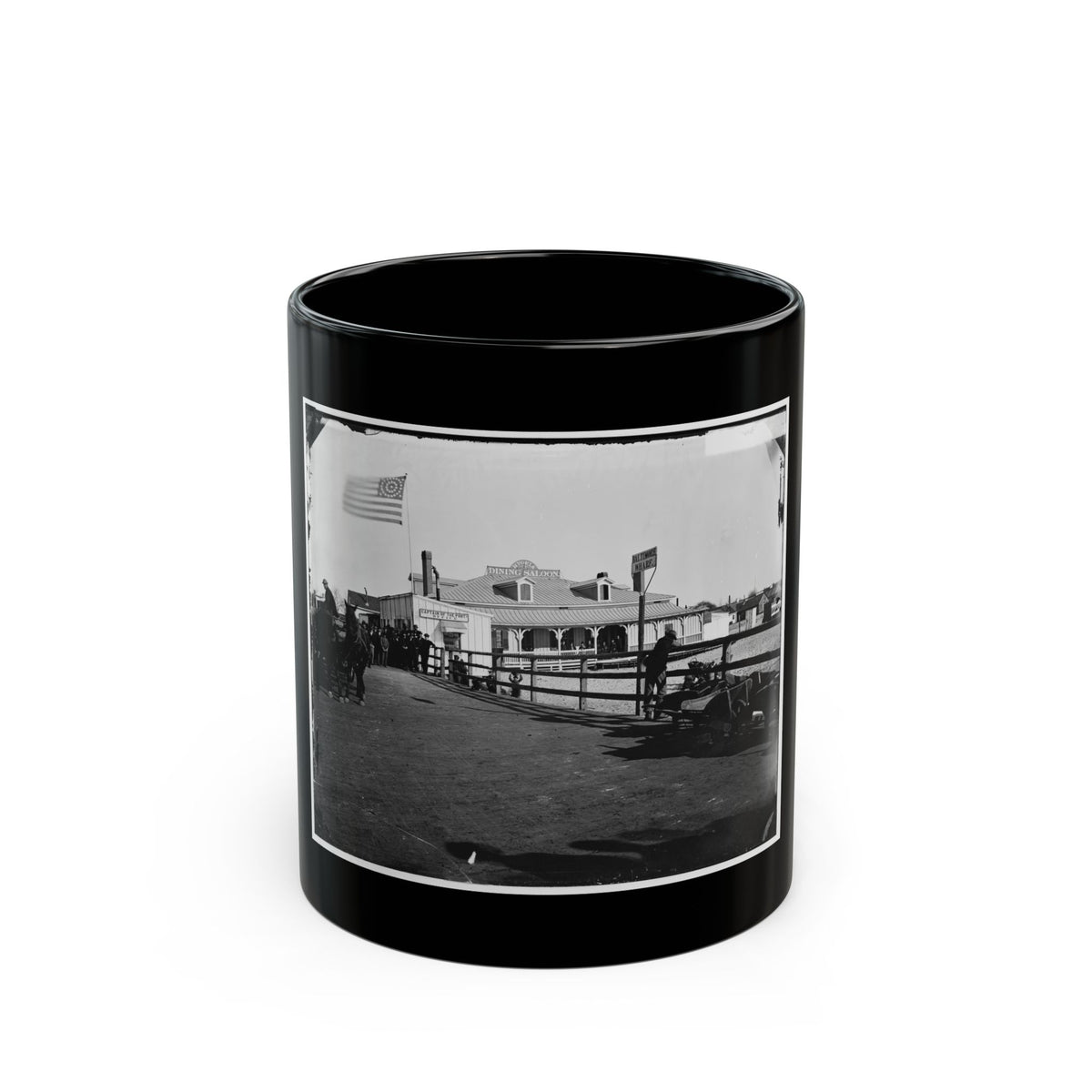 Fort Monroe, Va. Captain Of The Port's Office And The Hygeia Dining Saloon (U.S. Civil War) Black Coffee Mug