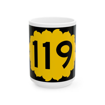 K-119 (Kansas) (Road Sign) White Coffee Mug