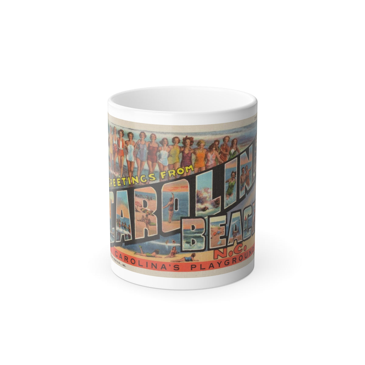 Greetings from Carolina Beach NC (Greeting Postcards) Color Changing Mug 11oz