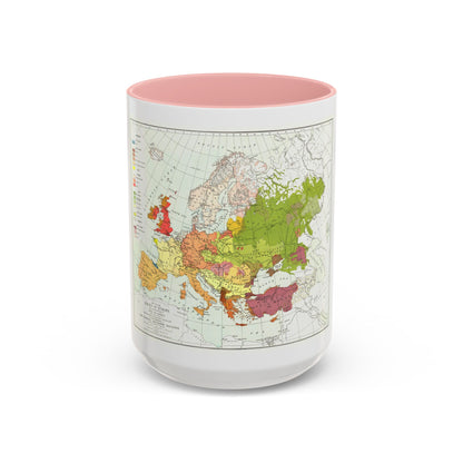 Europe & Adjoining Asia & Africa - The Races of (1919) (Map) Accent Coffee Mug