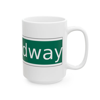 NYCDOT West Broadway Sign (New York) (Road Sign) White Coffee Mug