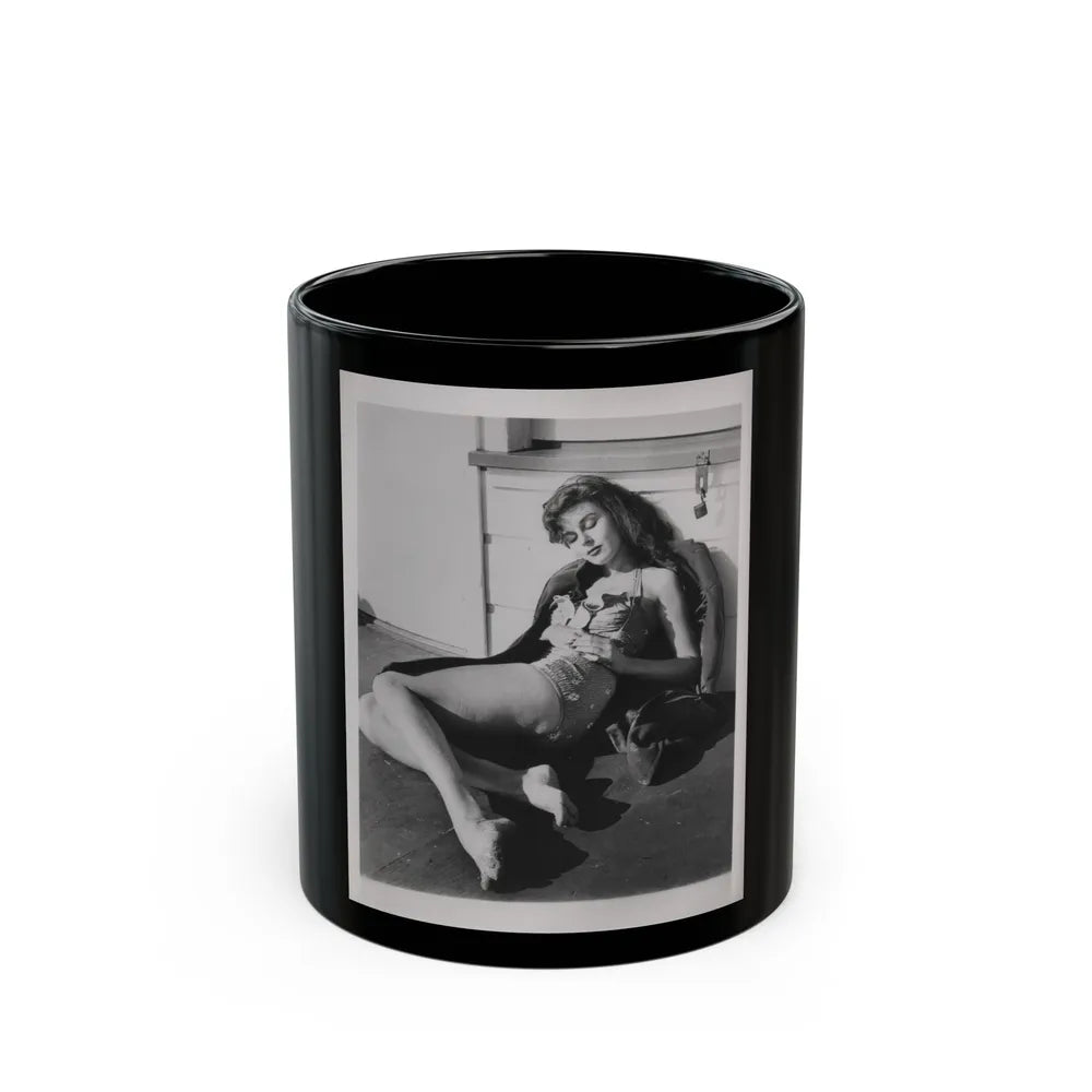 Elaine Stewart #166 - Negative Struck B&W 8x10 50's Era Full Body 1 Piece Swimsuit Cheesecake HQ Photo (Vintage Female Icon) Black Coffee Mug-11oz-Go Mug Yourself