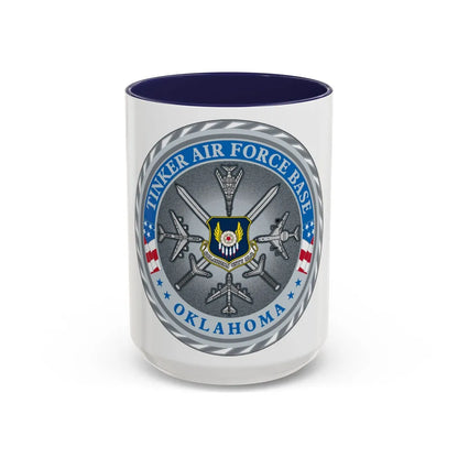 Tinker AF Base (U.S. Air Force) Accent Coffee Mug-15oz-Navy-Go Mug Yourself