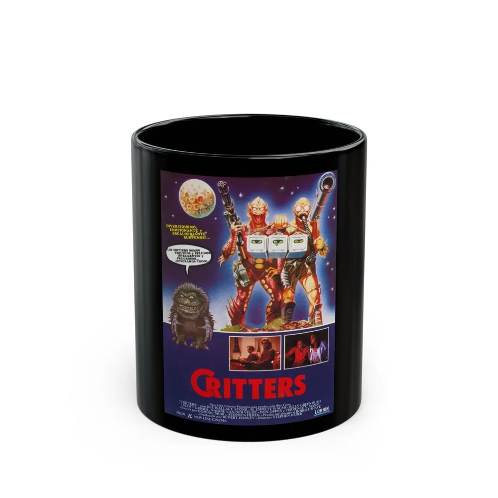 CRITTERS (SPANISH) 1986 Movie Poster - Black Coffee Mug-11oz-Go Mug Yourself