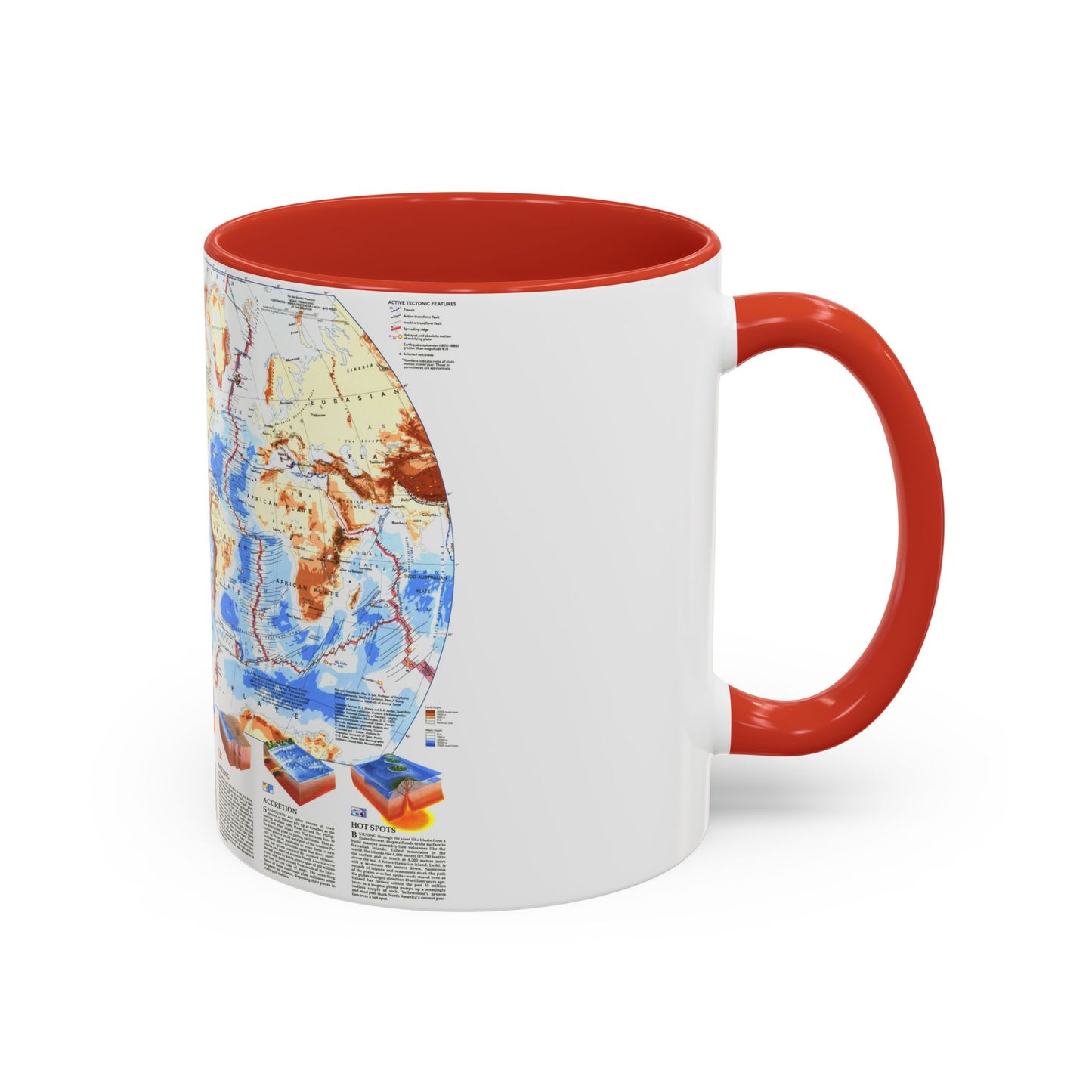 World Map - Earth's Dynamic Crust (1985) (Map) Accent Coffee Mug