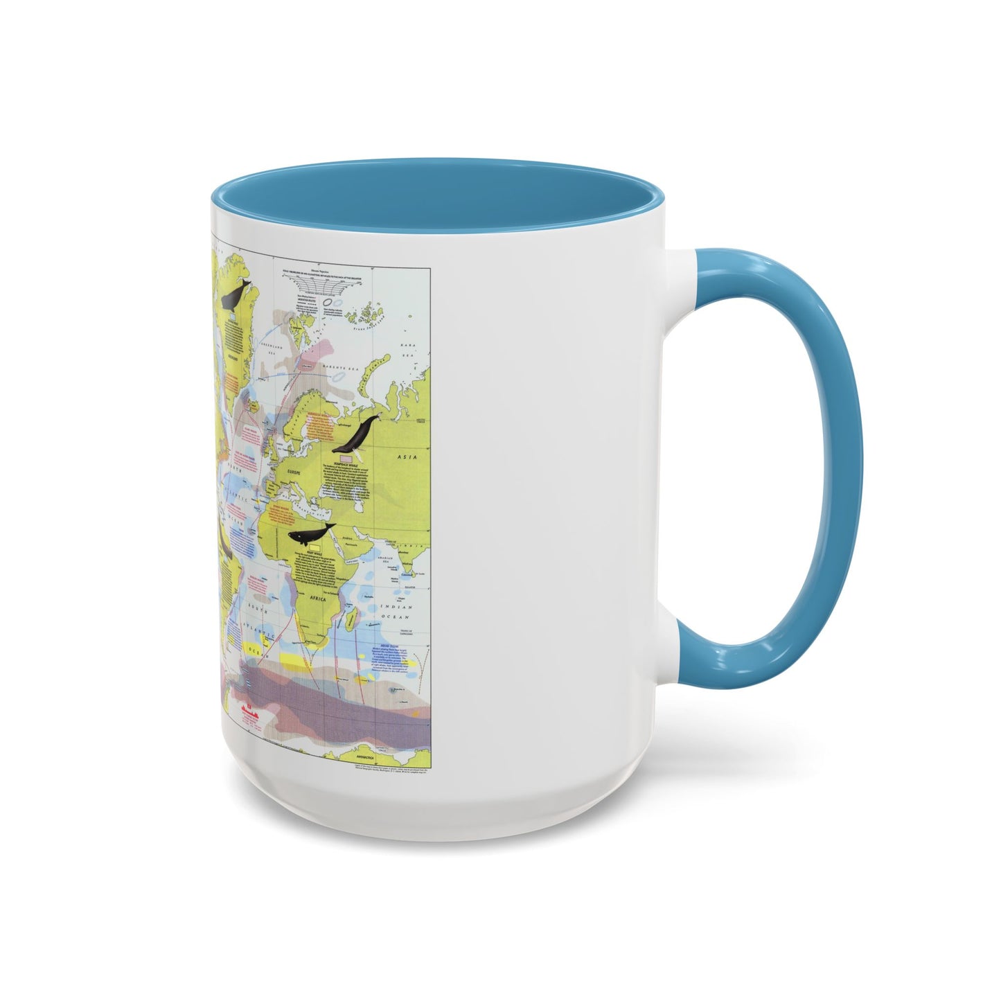 Great Whales, Migration and Range (1976) (Map) Accent Coffee Mug