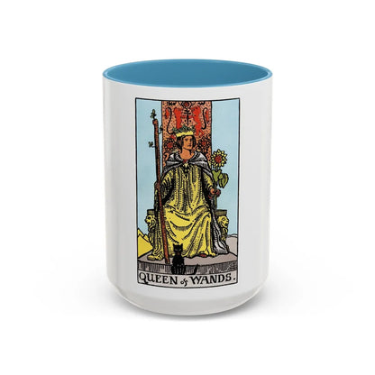 The Queen of Wands (Tarot Card) Accent Coffee Mug-15oz-Light Blue-Go Mug Yourself