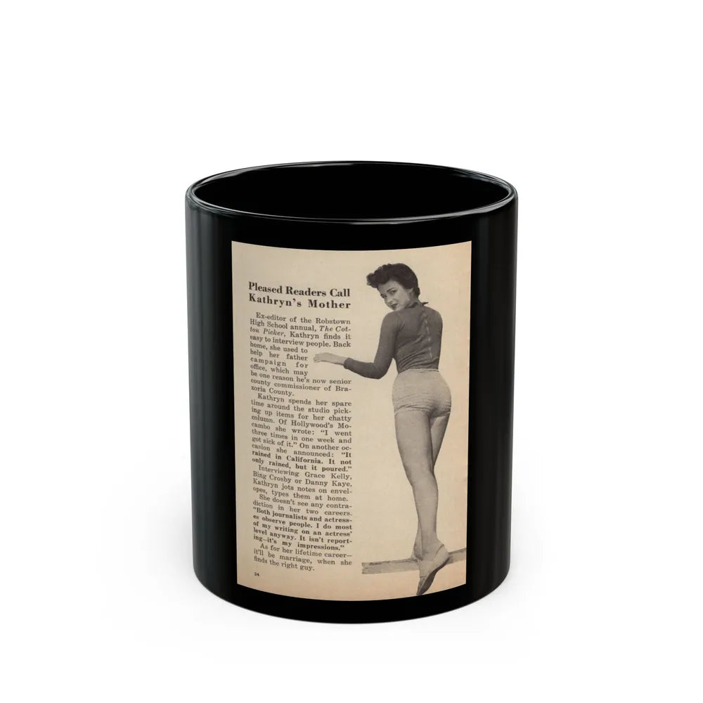 Kathryn Grant #89 - Pages 34 Featuring, 1 B&W Photo & Article from People Today Pocket Mag. 12-15-54 (Vintage Female Icon) Black Coffee Mug-11oz-Go Mug Yourself