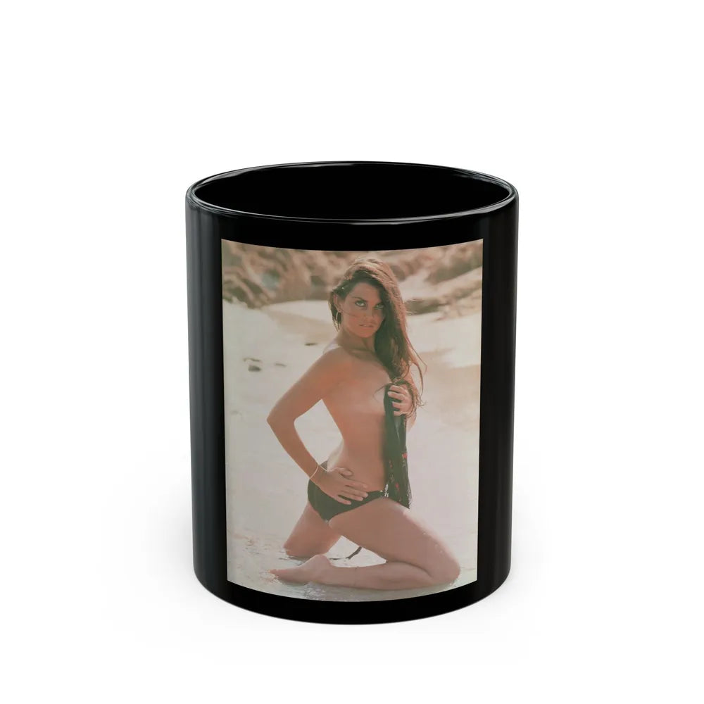 Caroline Munro #250 - Femme Fatales Fall 1992 1 (Vintage Female Icon) Black Coffee Mug-11oz-Go Mug Yourself