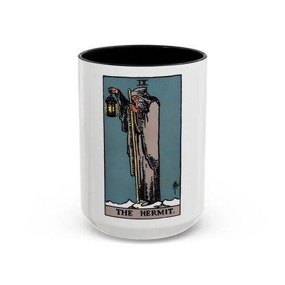 The Hermit (Tarot Card) Accent Coffee Mug-15oz-Black-Go Mug Yourself